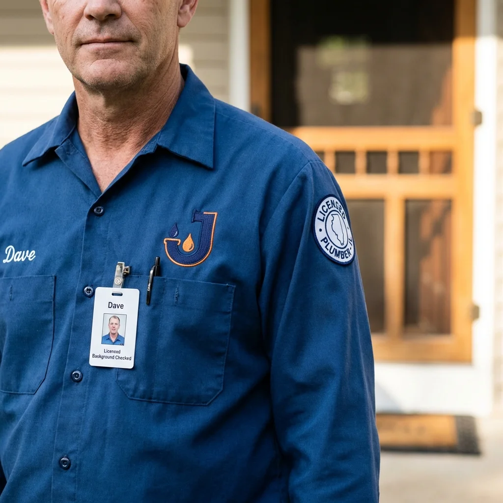 Licensed plumber showing ID badge in Spring Hope, NC