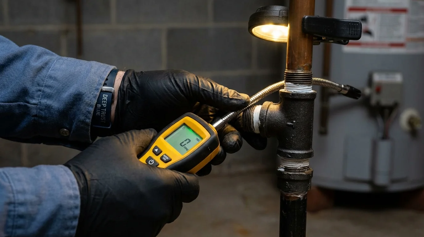 Gas leak detection with electronic sniffer by Johns Plumbing LLC in Spring Hope