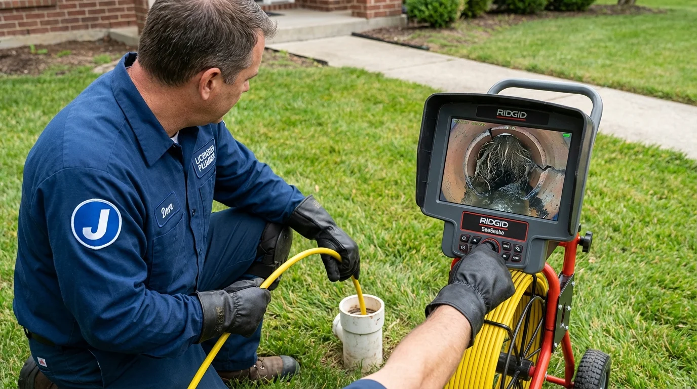 Sewer camera inspection being performed by Johns Plumbing LLC in Spring Hope